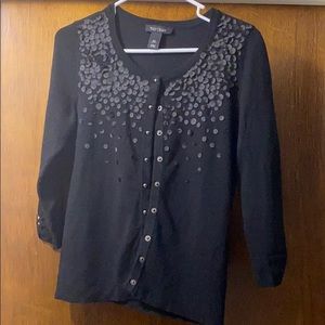 WHBM Black Sequin-Accent Cardigan Sweater XS
